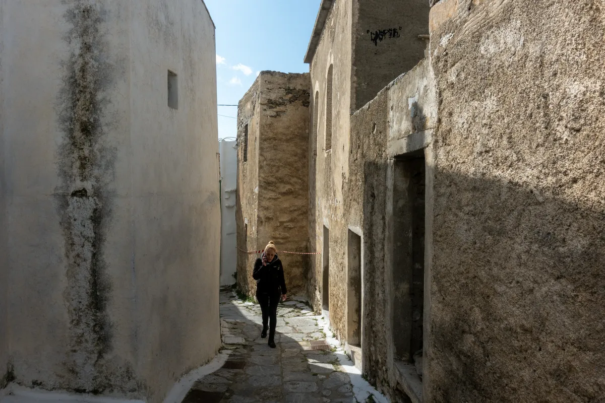AMORGOS, GREECE - FEBRUARY 26: A view of Amorgos island as its residents live in panic due to the continuous seismic activity in recent weeks in Greece, on February 26, 2025. According to data from the University of Athens, between 26 January and 9 February, more than 14,000 earthquakes occurred in the sea area between the islands of Santorini, Amorgos, Ios and Anafi. Ayhan Mehmet / Anadolu (Photo by Ayhan Mehmet / Anadolu via AFP)