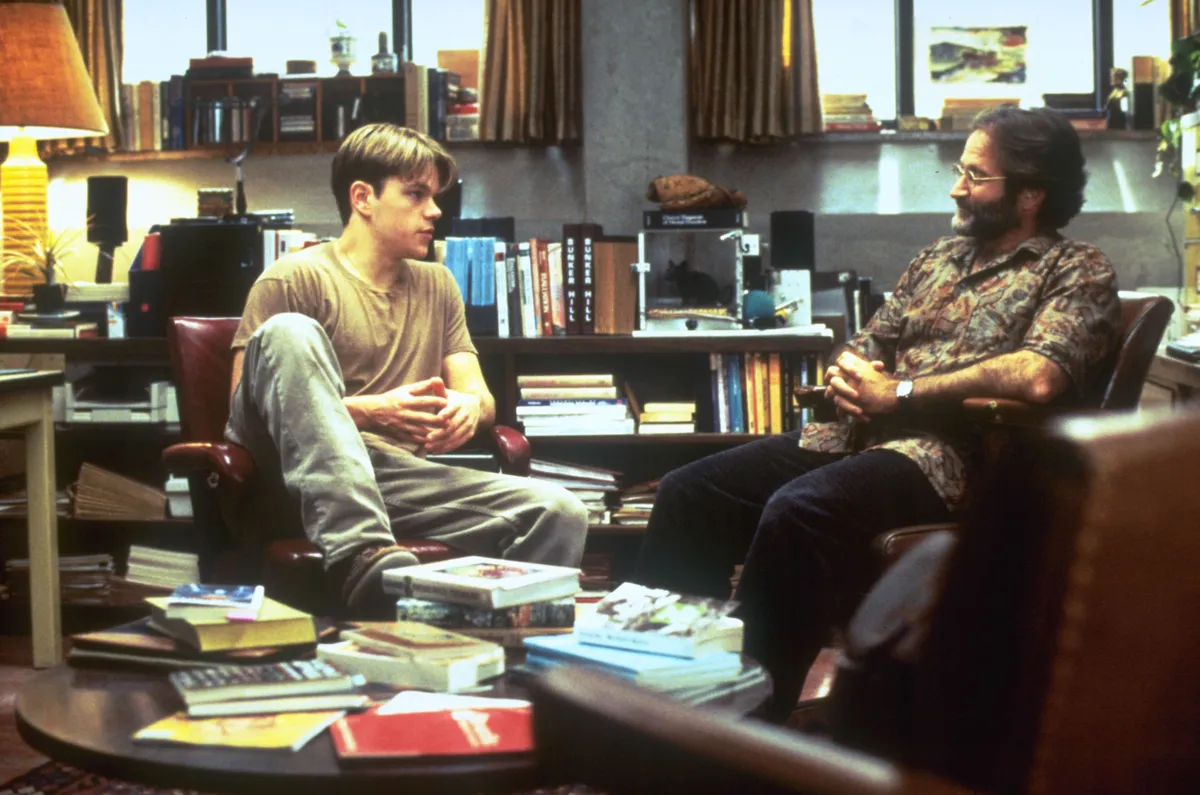 Dec 05, 1997; Toronto, ON, CANADA; Actors MATT DAMON stars as Will Hunting and ROBIN WILLIAMS as Sean Maguire in 'Good Will Hunting.'