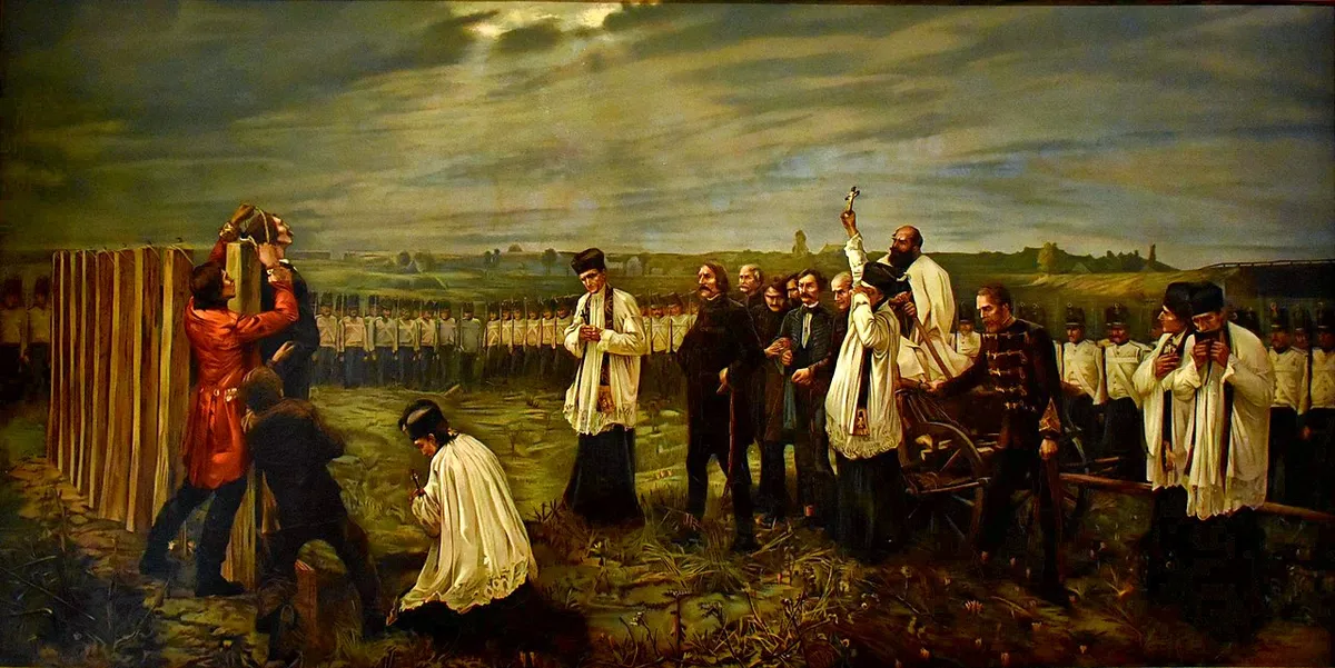 Aradi vértanúk özvegyei – A kép Thorma János Aradi vértanúk, október hatodika című festménye