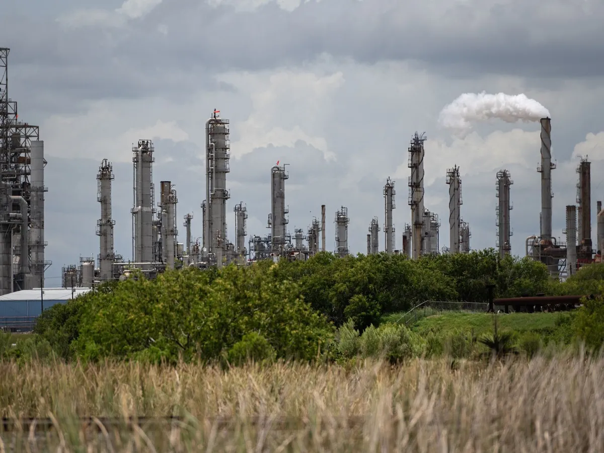 Corpus Christi, Texas, CorpusChristiTexas, 

A refinery ahead of Hurricane Beryl's landfall in Corpus Christi, Texas, US, on Sunday, July 7, 2024. Tropical Storm Beryl, currently in the Gulf of Mexico, is projected to create storm surge late Sunday and Monday from Corpus Christi to just south of Houston, according to the National Hurricane Center. Photographer: Eddie Seal/Bloomberg via Getty Images