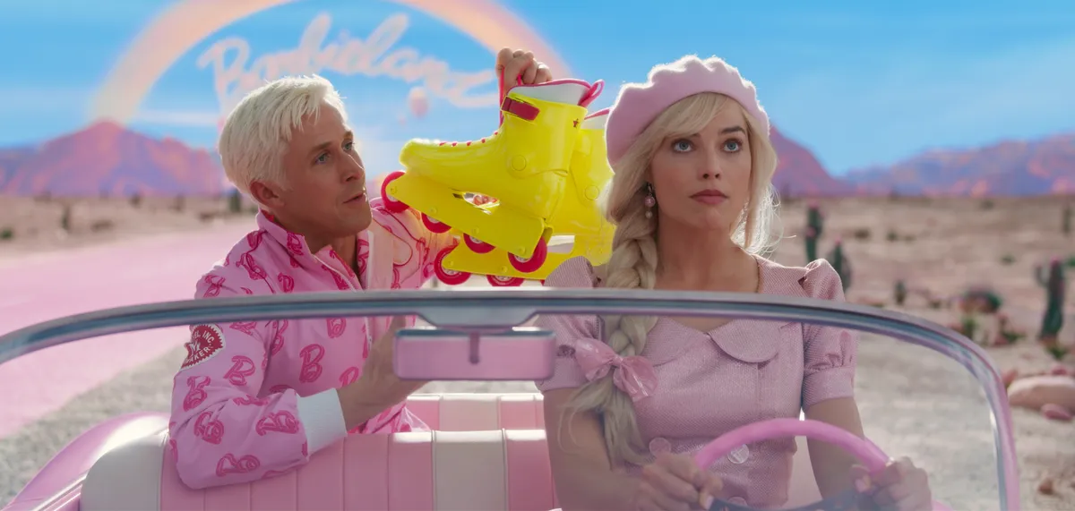 RELEASE DATE: July 21, 2023 TITLE: Barbie STUDIO: Warner Bros. DIRECTOR: Greta Gerwig PLOT: To live in Barbie Land is to be a perfect being in a perfect place. Unless you have a full-on existential crisis. Or you're a Ken. STARRING: RYAN GOSLING as Ken and MARGOT ROBBIE as Barbie (Credit Image: © Warner Bros/Entertainment Pictures/ZUMAPRESS.com)