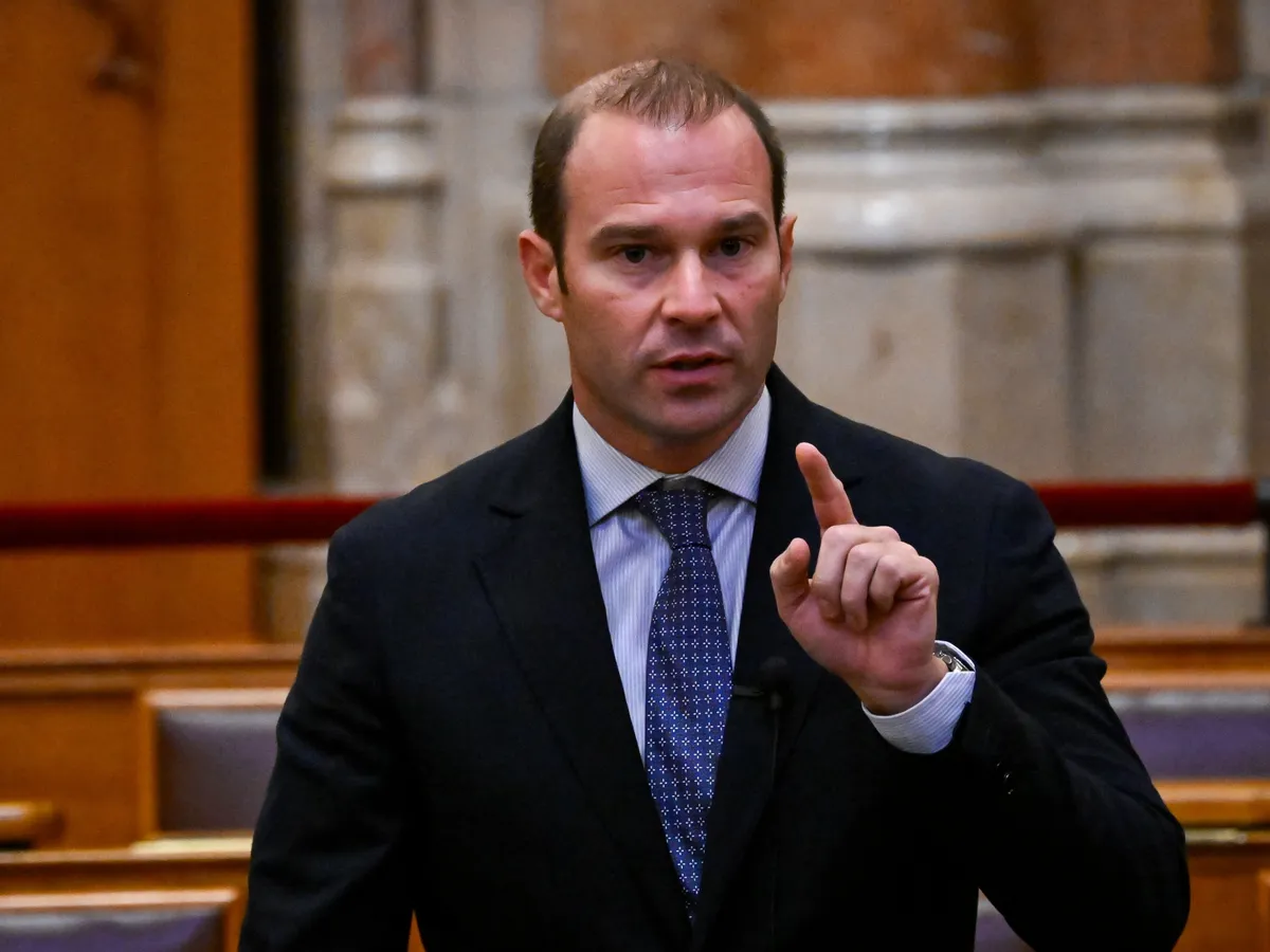 Brüsszel, Hollik istván Budapest, 2025. szeptember 22.Hollik István, a Kereszténydemokrata Néppárt képviselője napirend előtt szólal fel az Országgyűlés plenáris ülésén 2025. szeptember 22-énMTI/Hegedüs Róbert