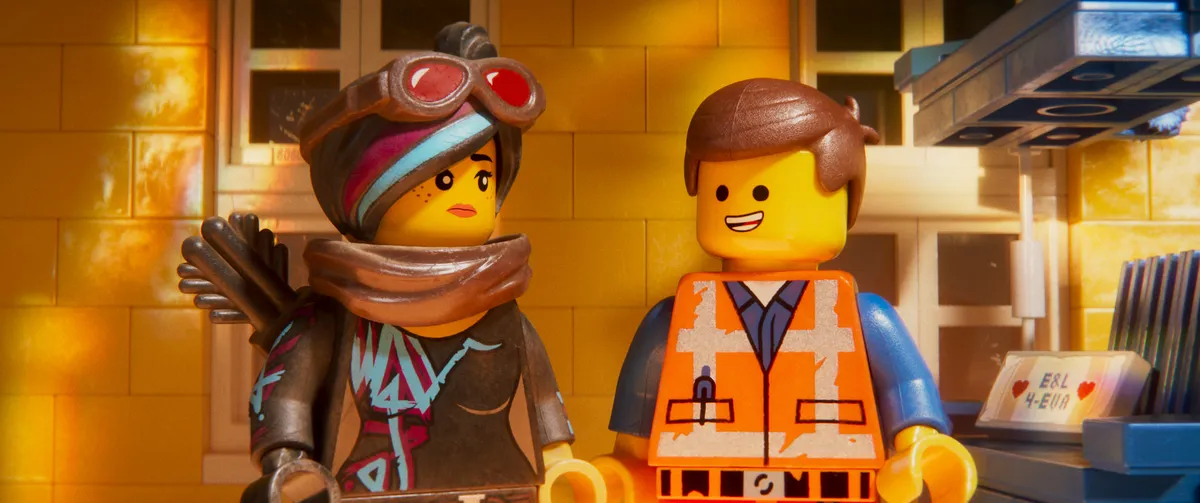 Undated film still handout from The Lego Movie 2. Pictured: Lucy (voiced by Elizabeth Banks) and Emmet (Chris Pratt). See PA Feature SHOWBIZ Download Reviews. Picture credit should read: PA Photo/Warner Bros. Entertainment Inc. All Rights Reserved. WARNING: This picture must only be used to accompany PA Feature SHOWBIZ Download Reviews. movie set 2019
