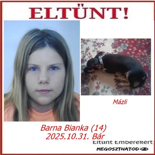 Barna Bianka eltűnt Mázli kutyájával, a lány október vége óta semmi életjelet nem adott magáról