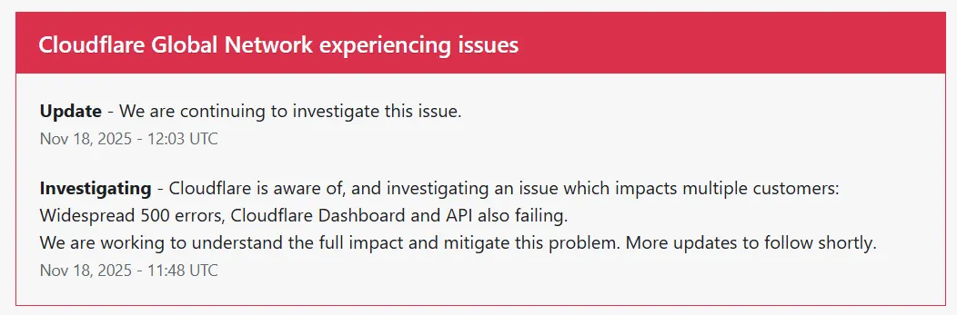 A szerver hiba a Cloudflare hálózatán keresztül egész weboldalakat döntött le világszerte. 