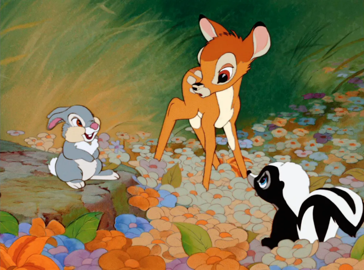 RELEASE DATE: August 21, 1942. MOVIE TITLE: Bambi. STUDIO: Walt Disney Productions. PLOT: The animated story of Bambi, a young deer hailed as the 'Prince of the Forest' at his birth. As Bambi grows, he makes friends with the other animals of the forest, learns the skills needed to survive, and even finds love. One day, however, the hunters come, and Bambi must learn to be as brave as his father if he is to lead the other deer to safety. PICTURED: . (Credit Image: © Walt Disney Productions/Entertainment Pictures/ZUMAPRESS.com)