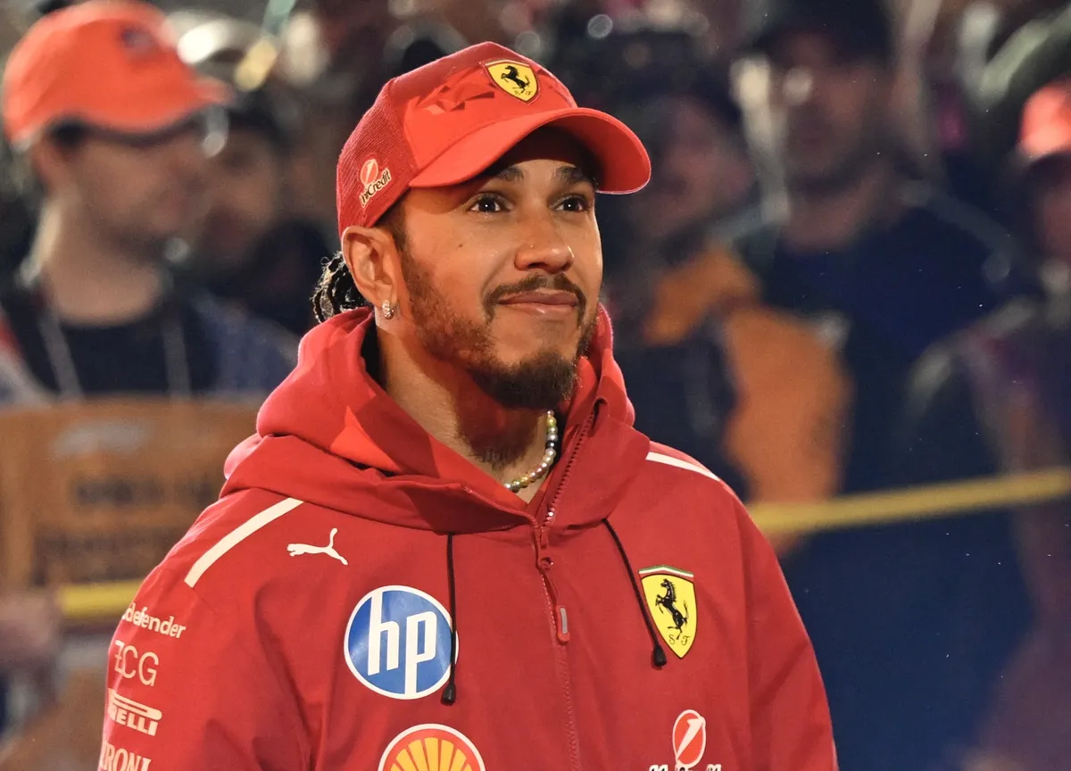 LAS VEGAS, NEVADA - NOVEMBER 22: Lewis Hamilton of Ferrari attends the drivers parade prior to the F1 Grand Prix of Las Vegas at Las Vegas Strip Circuit on November 22, 2025 in Las Vegas, Nevada. Tayfun Coskun / Anadolu (Photo by Tayfun Coskun / Anadolu via AFP)