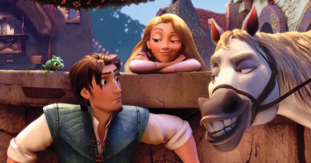 RELEASE DATE: November 24, 2010. MOVIE TITLE: Tangled. STUDIO: Walt Disney. PLOT: The long-haired Princess Rapunzel has spent her entire life in a tower, but when she falls in love with a bandit who was passing by she must venture into the outside world for the first time to find him. PICTURED: .