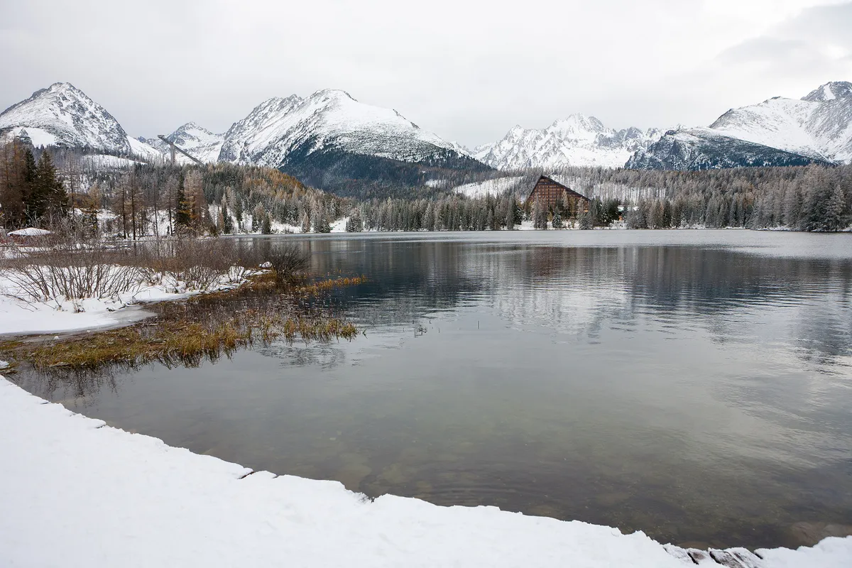 Strbske Pleso lake in winter in High Tatras, Slovakia