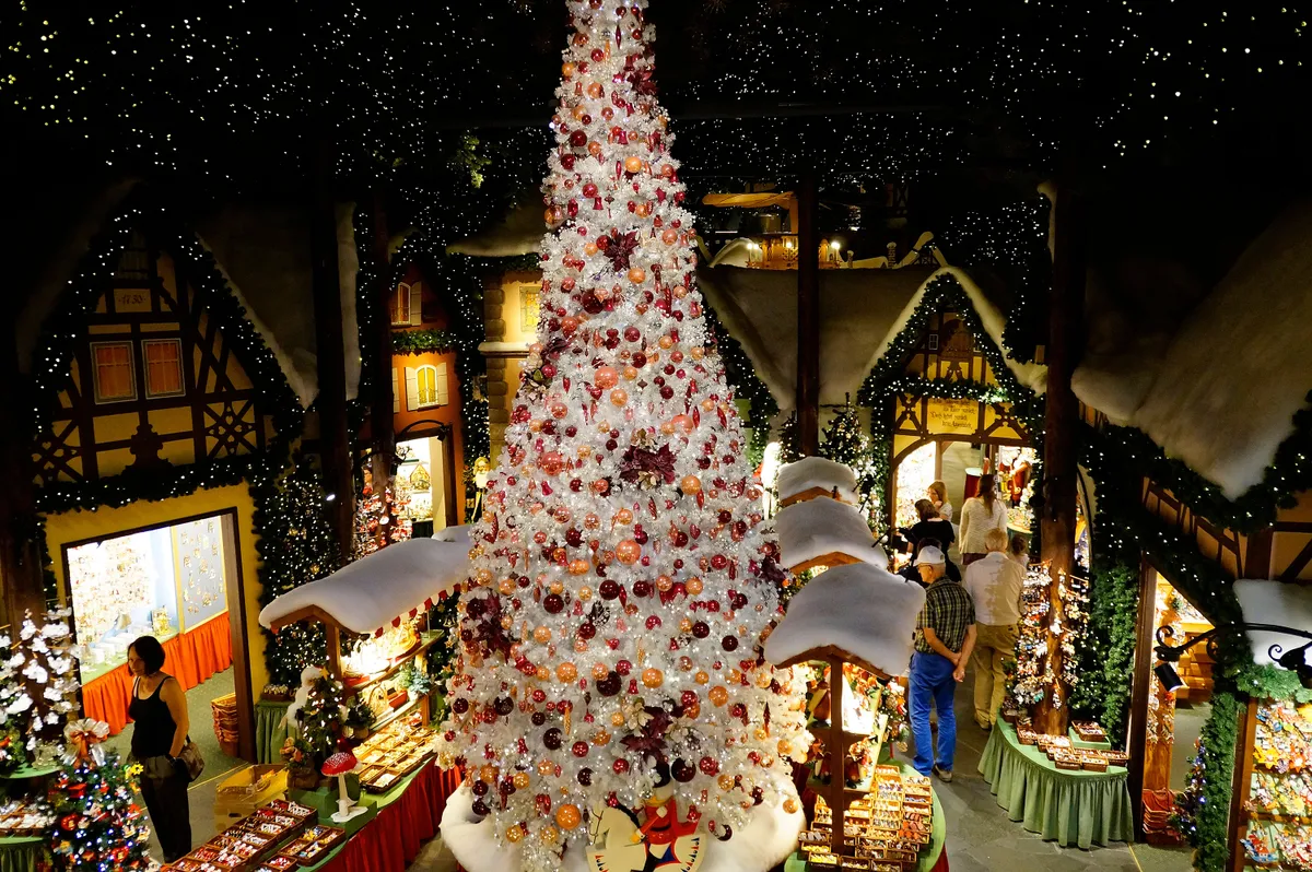 Christams museum and Christmas shop of Kaethe Wohlfahrt in Rothenburg on the Tauber, Bavaria, Germany - August 24, 2017