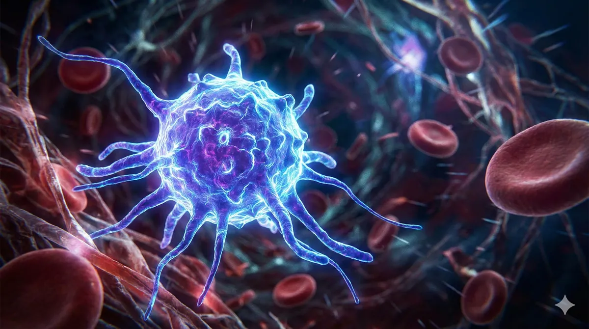 Illusztráció a szervezetünk egyik legfontosabb védvonaláról: az immunrendszer fiatalítása révén a T-limfociták szerepe ismét megerősödhet, ami az öregedés lassítása és a betegségek legyőzése szempontjából is sorsdöntő.