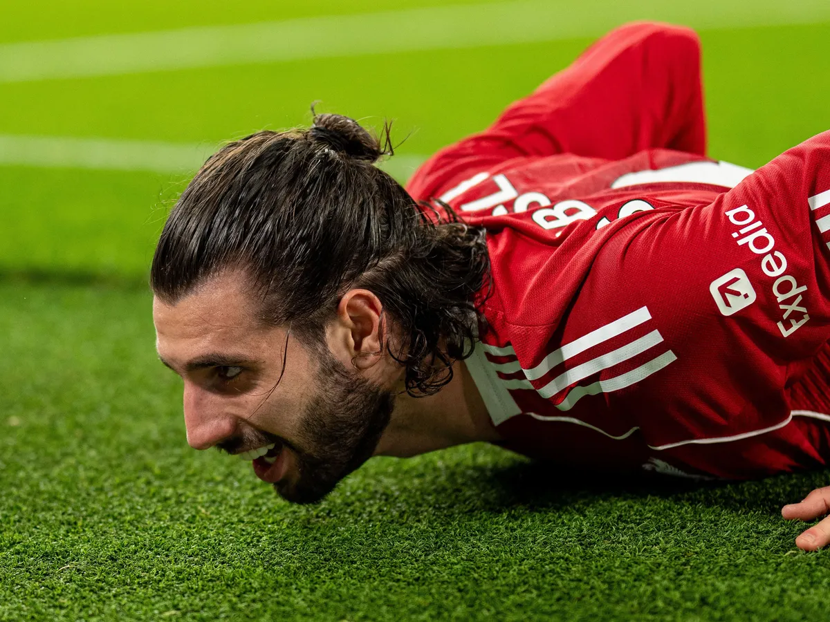 Liverpool's Dominik Szoboszlai is seen during the Premier League match between Liverpool and Brighton and Hove Albion at Anfield in Liverpool, England, on December 13, 2025. (Photo by Steven Halliwell/MI News/NurPhoto) (Photo by MI News / NurPhoto via AFP)