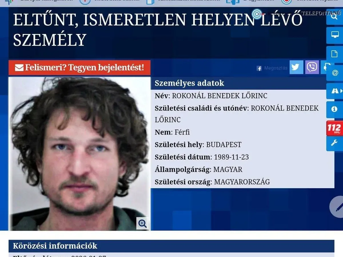 Vannak, akik még reménykednek a 7 napja eltűnt Rokonál Benedek Lőrinc előkerülésében