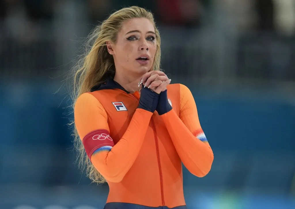 Jutta Leerdam (NED) wins gold in the speed skating women's 1000m at Milano Ice Park during the Olympic Winter Games in Milano, Italy, on February 9, 2026 (Photo by Ranjith Kumar/NurPhoto). (Photo by Ranjith Kumar / NurPhoto via AFP)