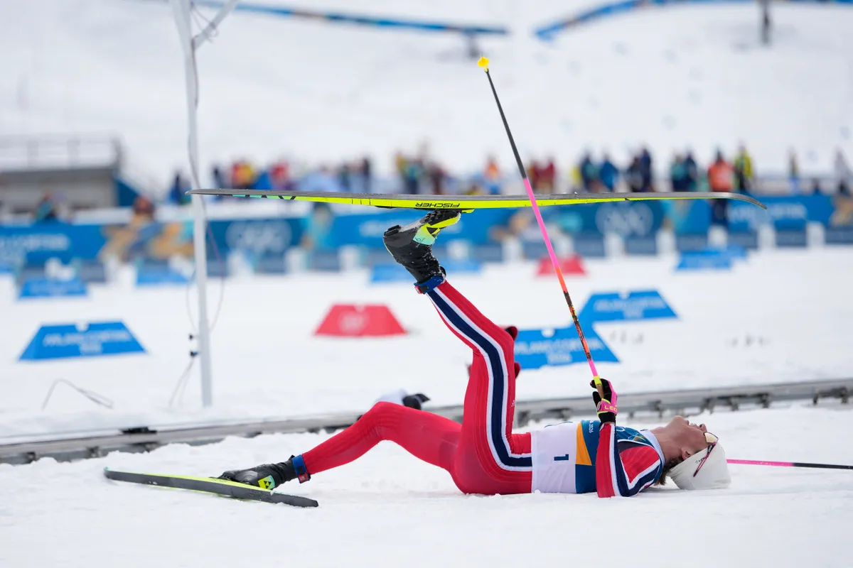 Johannes Hoesflot Klaebo (NOR) wins the Gold Medal in Men's Cross-Country Skiing 50km Mass Start Classic during the Olympic Winter Games Milano Cortina 2026, at Tesero Cross-Country Skiing Stadium, in Tesero, Italy, on February 21, 2026, Photo Julien Crosnier / KMSP (Photo by CROSNIER Julien / KMSP via AFP)