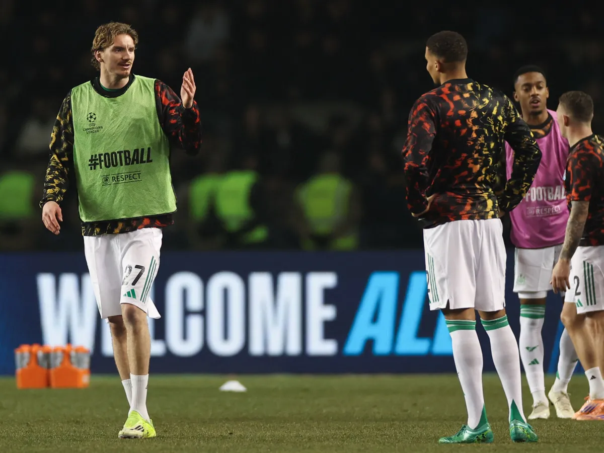 Newcastle United's German striker #27 Nick Woltemade warms up prior to the UEFA Champions League knockout phase play-off first leg football match between Qarabag and Newcastle at the Tofiq Bahramov Republican Stadium in Baku on February 18, 2026. (Photo by Giorgi ARJEVANIDZE / AFP)