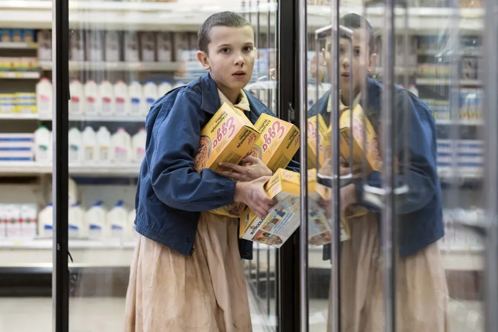 Stranger Things
TV Series 2016 - 2025 USA
Year: 2016 / Season 1
Creation: Matt Duffer, Ross Duffer
Millie Bobby Brown
Restricted to editorial use. See caption for more information about restrictions.
Photo: Curtis Baker.
It is forbidden to reproduce the photograph out of context of the promotion of the film. It must be credited to the Film Company and/or the photographer assigned by or authorized by/allowed on the set by the Film Company. Restricted to Editorial Use. Photo12 does not grant publicity rights of the persons represented. (Photo by 7e Art/Netflix / Photo12 via AFP)