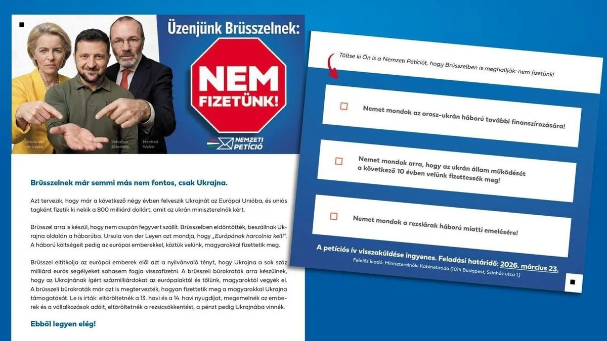 Üzenjük Brüsszelnek: NEM fizetünk! Ez a nemzeti petíció üzenete (forrás: Facebook/Takécs Péter)