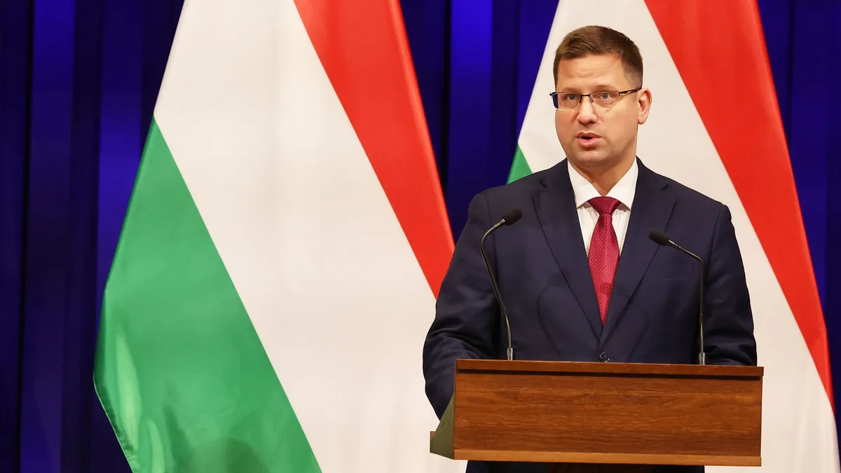 Gulyás Gergely, Miniszterelnökséget vezető miniszter a Kormányinfón 2026. február 5-én (Fotó: Havran Zoltán) 