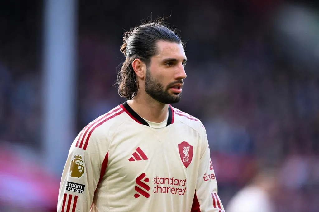 Dominik Szoboszlai of Liverpool plays during the Premier League match between Nottingham Forest and Liverpool at the City Ground in Nottingham, England, on February 22, 2026. (Photo by Jon Hobley/MI News/NurPhoto) (Photo by MI News / NurPhoto via AFP)