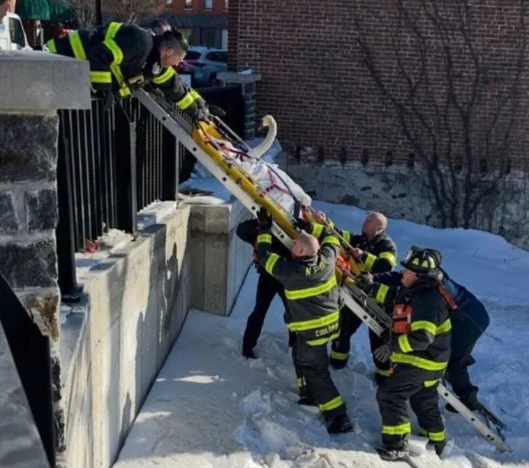 A hattyúmentéshez speciális ruhába öltöztek a tűzoltók – Fotó: X