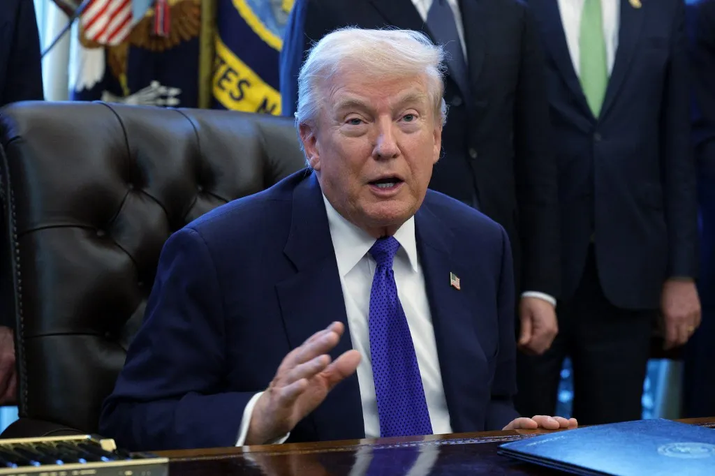 WASHINGTON, DC - FEBRUARY 02: U.S. President Donald Trump speaks as he announces the creation of the U.S. strategic critical minerals reserve during an event in the Oval Office of the White House on February 02, 2026 in Washington, DC. Trump, who was joined by manufacturing leaders, administration officials and lawmakers, announced the creation of Project Vault, a strategic reserve of rare earth minerals to help protect American manufacturers against potential supply chain disruptions.   Alex Wong/Getty Images/AFP (Photo by ALEX WONG / GETTY IMAGES NORTH AMERICA / Getty Images via AFP)