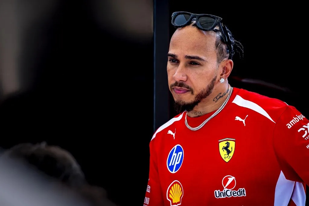 Formula 1 driver Lewis Hamilton of Scuderia Ferrari HP participates in the Formula 1 pre-season testing at the Bahrain International Circuit for the 2026 season in Sakhir, Bahrain, on February 12, 2026. (Photo by Marcel van Dorst/EYE4IMAGES/NurPhoto) (Photo by Marcel van Dorst / NurPhoto via AFP)