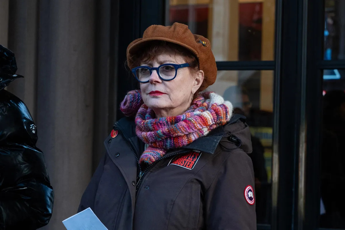 January 31, 2026, New York, New York, USA: Susan Sarandon speaks during The People's Filibuster: a Protest For Humanity as dozens of activists gathered to protest against ICE in solidarity with Minnesota and across the country in front of The Public Theater in New York, NY on January 31,2026. (Credit Image: © Lev Radin/ZUMA Press Wire)