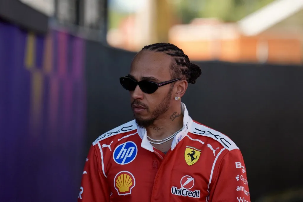 Lewis Hamilton of Great Britain and Scuderia Ferrari looks on during previews ahead of the F1 Grand Prix of Australia at Albert Park Grand Prix Circuit in Melbourne, Australia, on March 5, 2026. (Photo by Norvik Alaverdian/NurPhoto) (Photo by Norvik Alaverdian / NurPhoto via AFP)