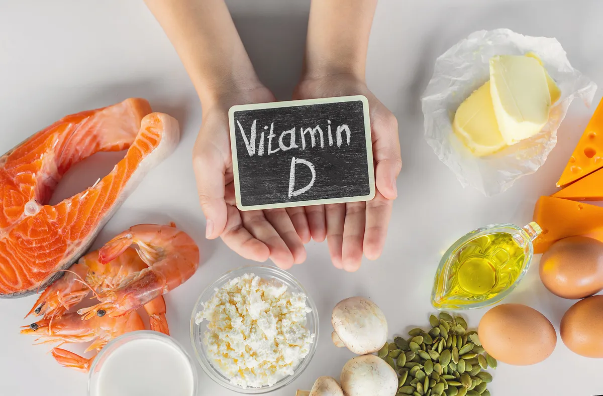 Products containing vitamin D. Selective focus. food.