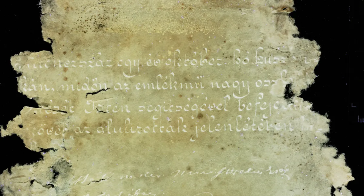 Az UVL felvételen kirajzolódó kézírás