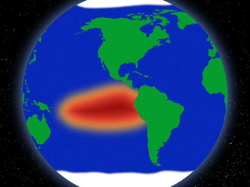 El Niño jelölése a földgömbön