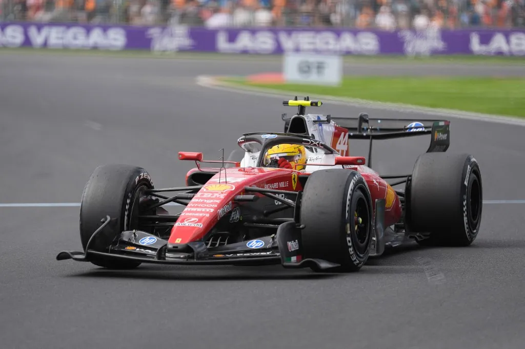 Lewis Hamilton of Great Britain drives the (44) Scuderia Ferrari SF-26 on track during the F1 Grand Prix of Australia at Albert Park Grand Prix Circuit in Melbourne, Australia, on March 8, 2026. (Photo by Norvik Alaverdian/NurPhoto) (Photo by Norvik Alaverdian / NurPhoto via AFP)