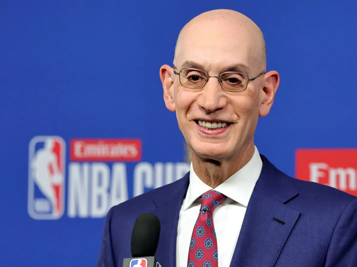 LAS VEGAS, NEVADA - DECEMBER 16: NBA Commissioner Adam Silver speaks during a news conference before the championship game of the Emirates NBA Cup between the San Antonio Spurs and the New York Knicks at T-Mobile Arena on December 16, 2025 in Las Vegas, Nevada. The Knicks defeated the Spurs 124-113. NOTE TO USER: User expressly acknowledges and agrees that, by downloading and or using this photograph, User is consenting to the terms and conditions of the Getty Images License Agreement.   Ethan Miller/Getty Images/AFP (Photo by Ethan Miller / GETTY IMAGES NORTH AMERICA / Getty Images via AFP)