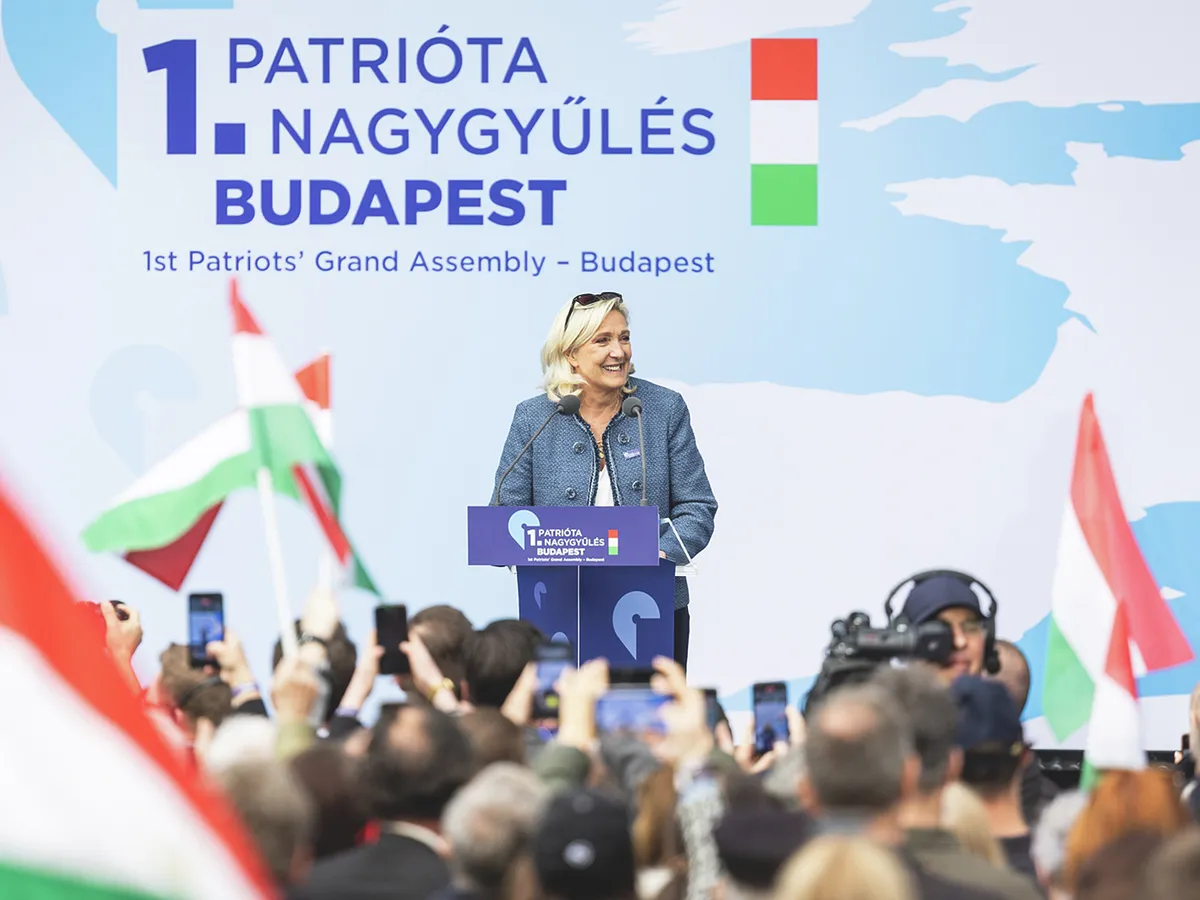 Marine Le Pen, a francia Nemzeti Tömörülés parlamenti frakcióvezetője Orbán Viktort méltatta a Patrióta Nagygyűlésen