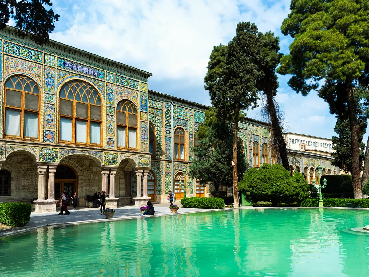 Facade and pond, Golestan Palace, UNESCO World Heritage Site, Tehran, Islamic Republic of Iran, Middle East (Photo by G&M Therin-Weise / Robert Harding Premium / robertharding via AFP)