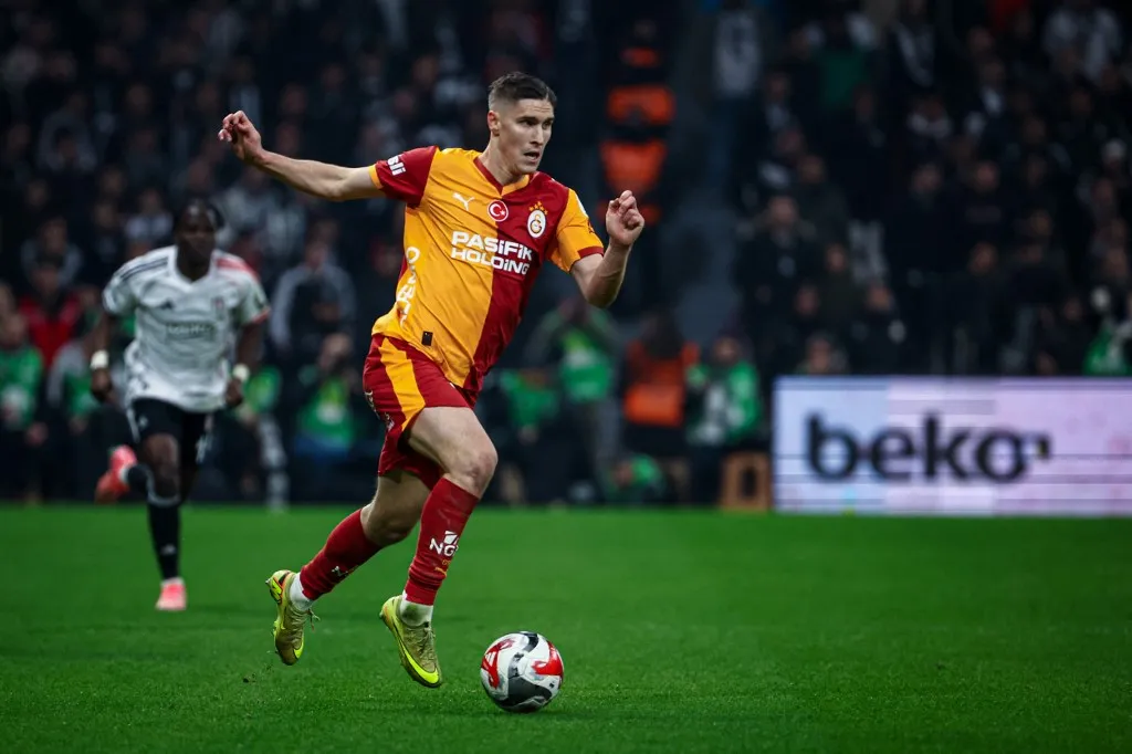 Roland Sallai of Galatasaray SK in action during the match. Besiktas and Galatasaray SK faced each other at 25th week of Trendyol Super League 2025/26. The match took place in Tupras Stadium on March 7th, 2026. (Photo by Burak Basturk / Middle East Images via AFP)
