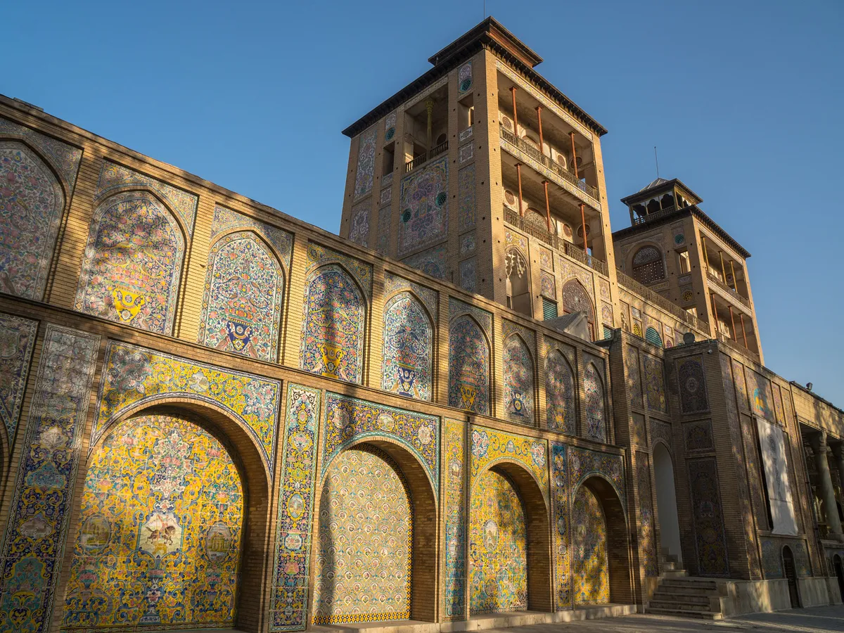 Shams-al Emarat Towers (Edifice of the Sun), Golestan Palace, UNESCO World Heritage Site, Tehran, Iran, Middle East (Photo by James Strachan / Robert Harding Premium / robertharding via AFP)