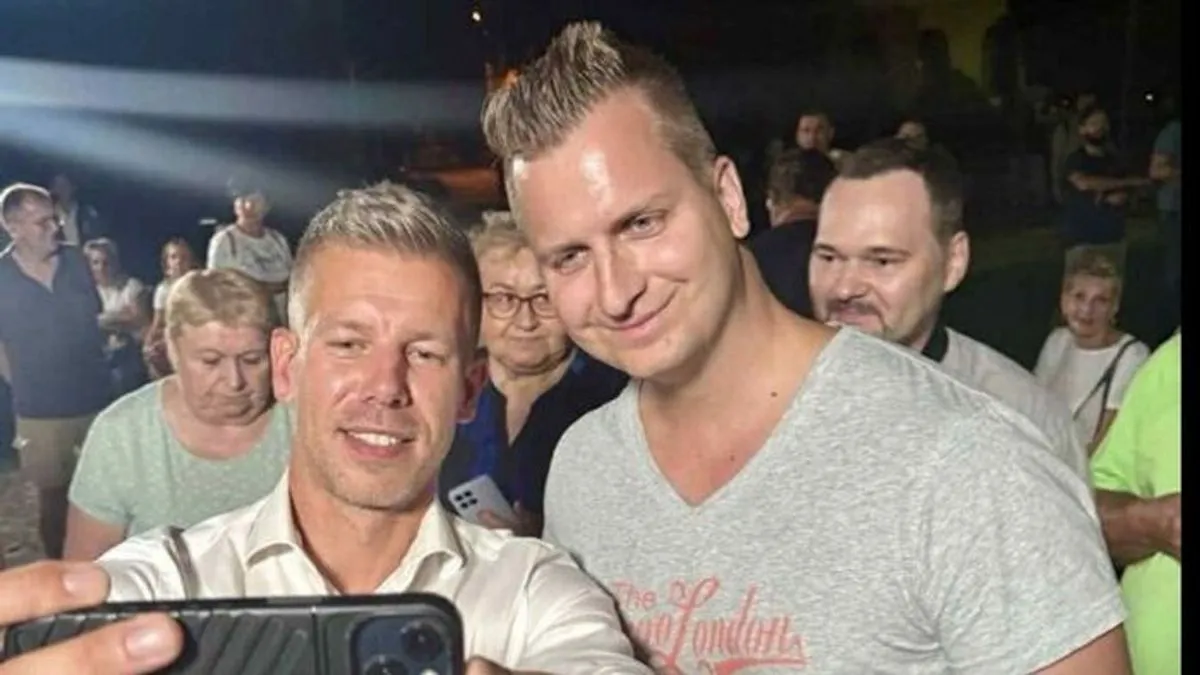 Magyar Péter és Bódis Péter, a Tisza Párt egri jelöltje (Forrás: Ellenpont)