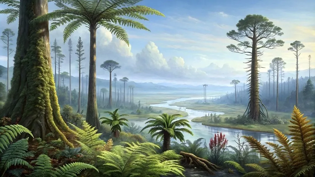 jura kor A realistic landscape from the Jurassic period. (Photo by Sergey Krasovskiy / StockTrek Images via AFP)