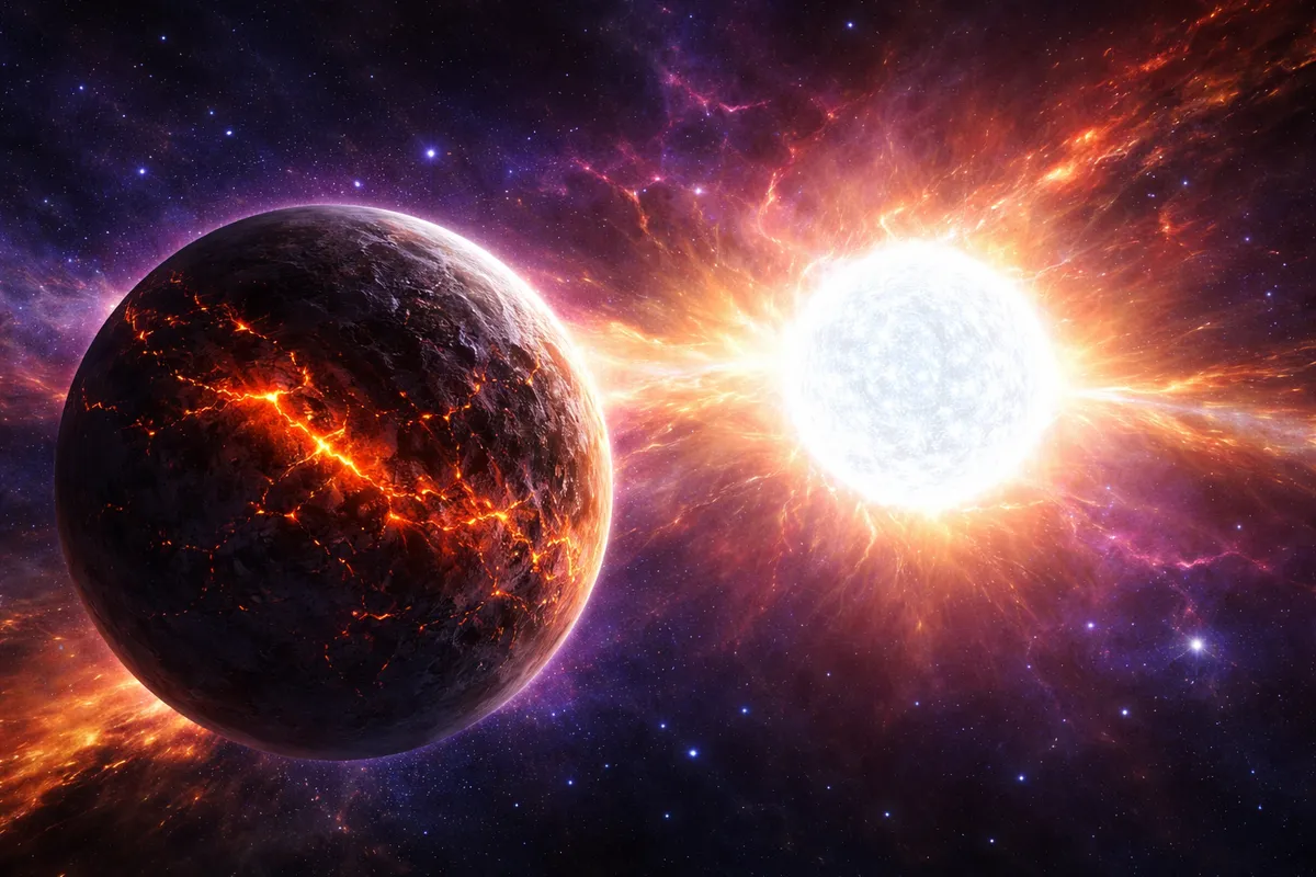 A TOI-5205 b exobolygó mérete a Jupiteréhez hasonló, miközben egy kis tömegű, hűvös csillag körül kering, amelynek tömege a Napénak csupán mintegy 40 százaléka. Az ilyen rendszereket a kutatók a „lehetetlen” kategóriába sorolják, mert jelenlegi ismereteink szerint nem is létezhetnének Illusztráció: ChatGPT