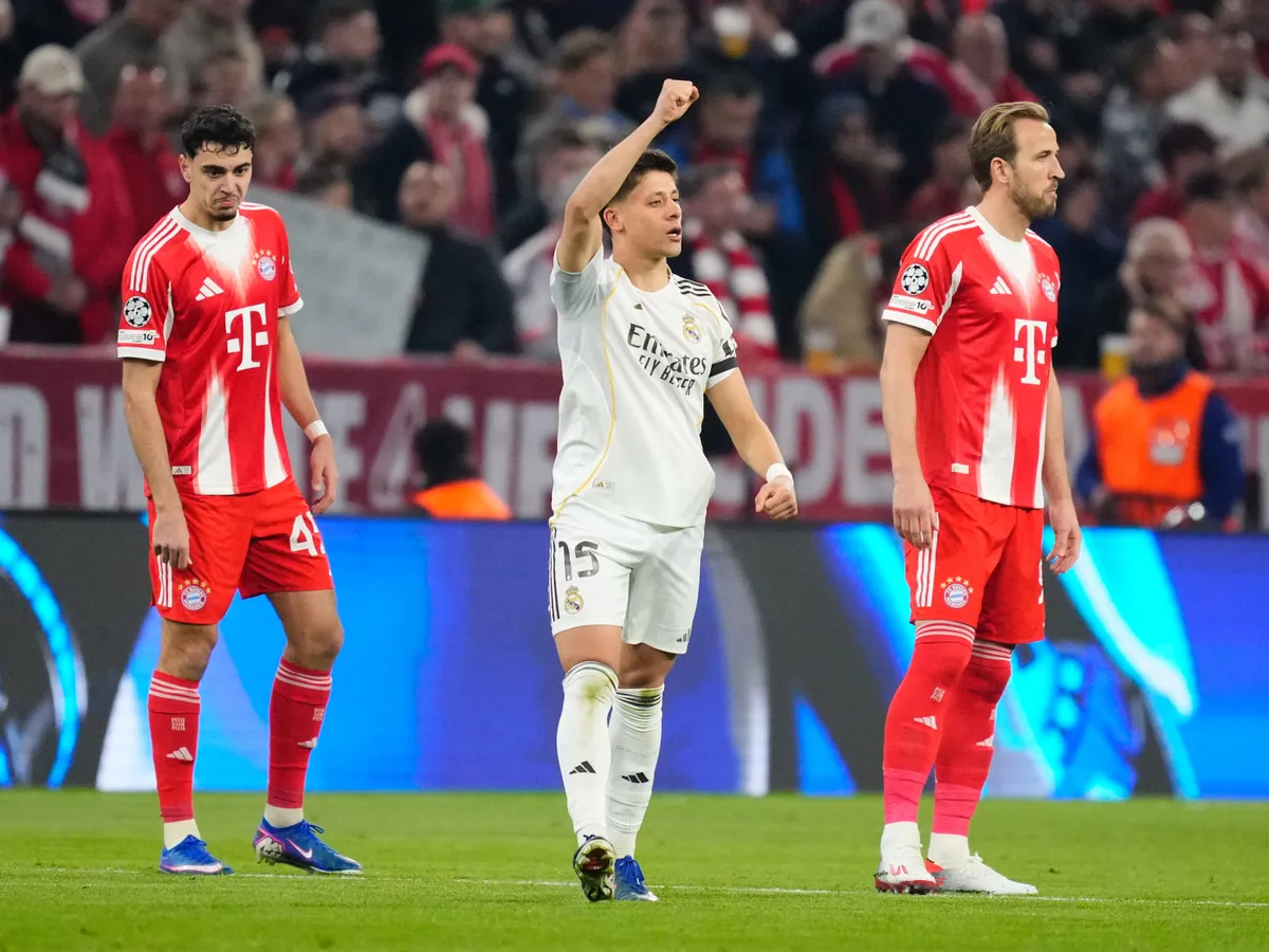 Arda Guler attacking midfield of Real Madrid and Turkiye bcelebrates after scoring his sides first goal during the UEFA Champions League 2025/26 Quarter-Final Second Leg match between FC Bayern München and Real Madrid CF at Football Arena Munich on April 15, 2026 in Munich, Germany. (Photo by Jose Breton/Pics Action/NurPhoto) (Photo by Jose Breton / NurPhoto via AFP)