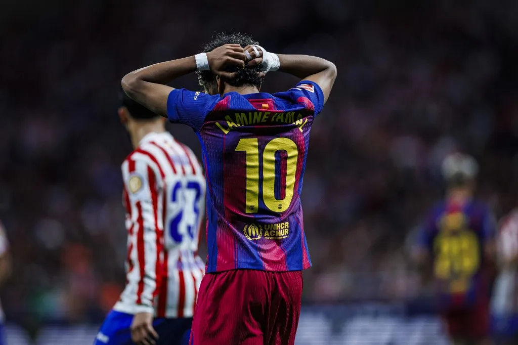 MADRID, SPAIN - APRIL 04 : Lamine Yamal of FC Barcelona during the LaLiga EA Sports match between Rayo Vallecano and Elche CF at Riyadh Air Metropolitano Stadium on April 04, 2026 in Madrid, Spain. Pablo Garcia / Anadolu (Photo by PABLO GARCIA / Anadolu via AFP)