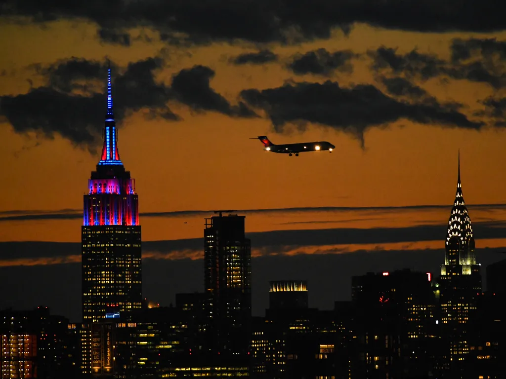 Empire State Building, EmpireStateBuilding, 

The Empire State Building is lit in colors of the FC Barcelona football club as seen from the USTA Billie Jean King National Tennis Center in New York on September 7, 2016, in honor of FC Barcelona's 10-year g