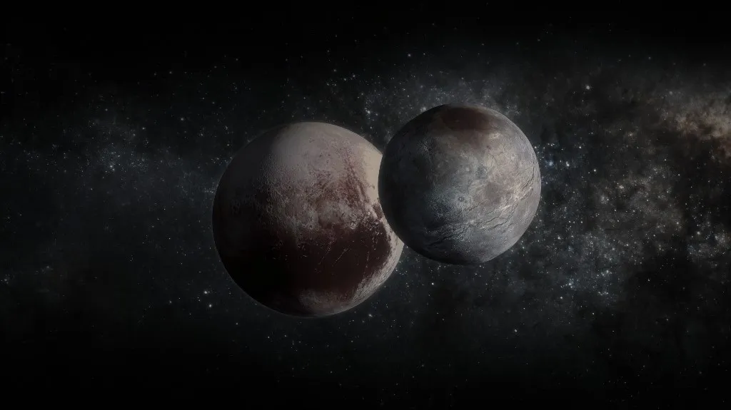 Pluto and Charon. Illustration incorporating NASA New Horizons terrain imagery. (Photo by HYPERSPHERE/SCIENCE PHOTO LIBRAR / JWH / Science Photo Library via AFP)