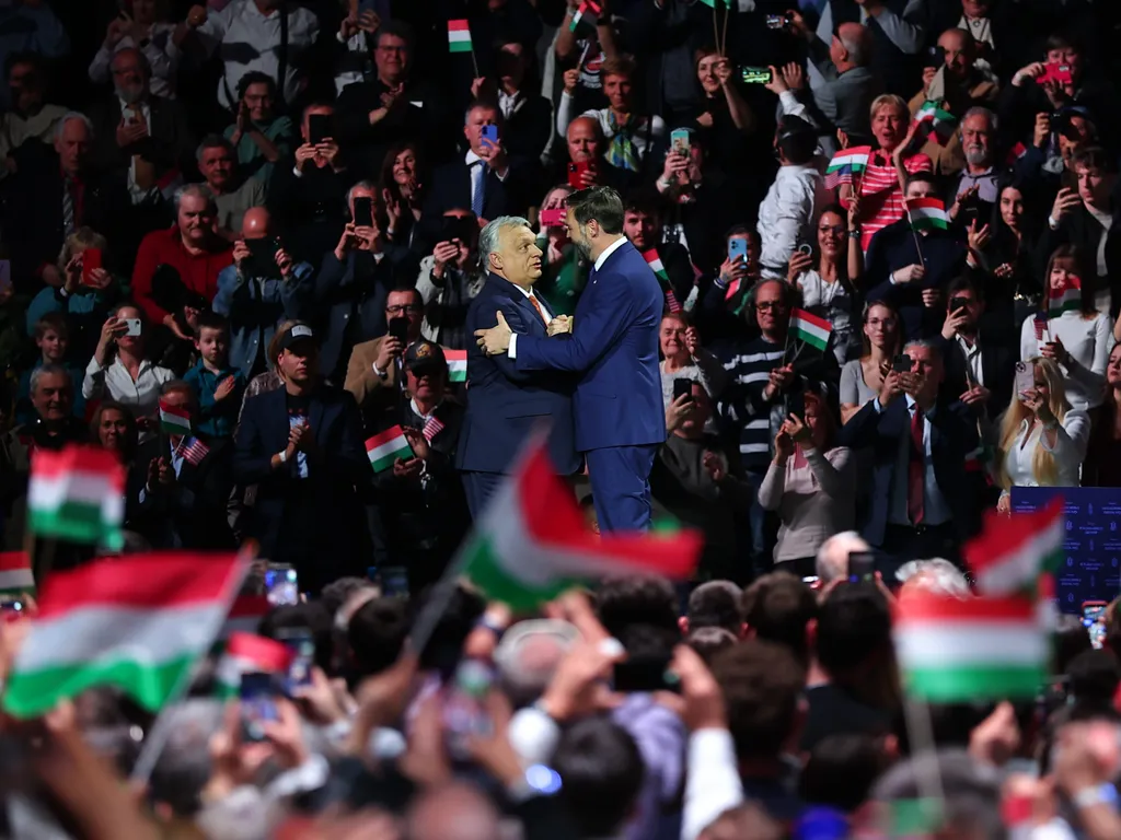 Orbán Viktor, OrbánViktor, James David Vance, JamesDavidVance, amerikai alelnök, OrbánViktorDavidVance, JD Vance, JDVance, nagygyűlés, MTK Sportpark, MTKSportpark, 2026.04.07.