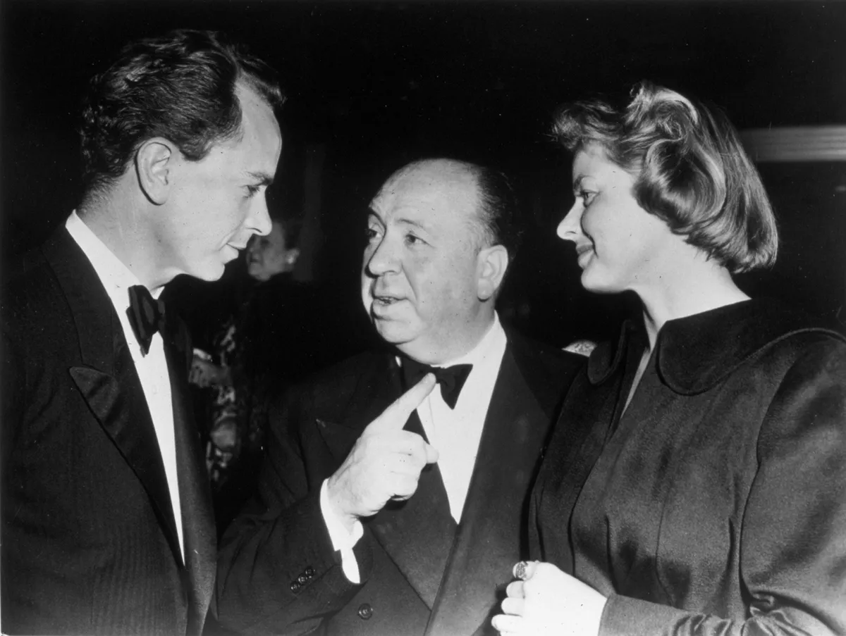 Jun 01, 1945; Hollywood, California, USA; 1945, Pictured: INGRID BERGMAN, CLOTHING, CONVERSATION, EVENING GOWN, ALFRED HITCHCOCK, PETER LINDSTROM, MARRIED COUPLES, MOVIE PREMIERE..  (Credit Image: Austral/ZUMAPRESS.com) Ingrid Bergman  Ingrid Bergman