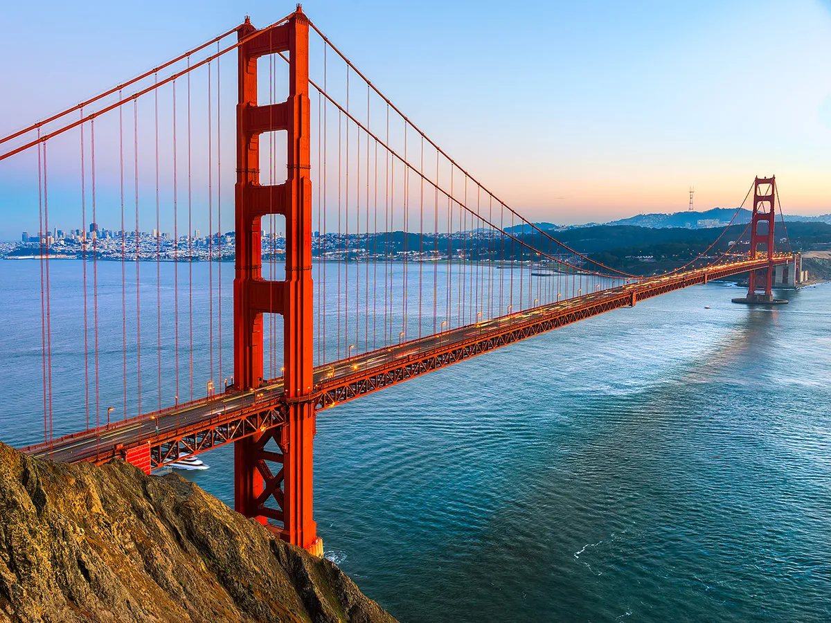 Hayward törésvonal földrengés,Golden Gate Bridge, San Francisco, California, USA.