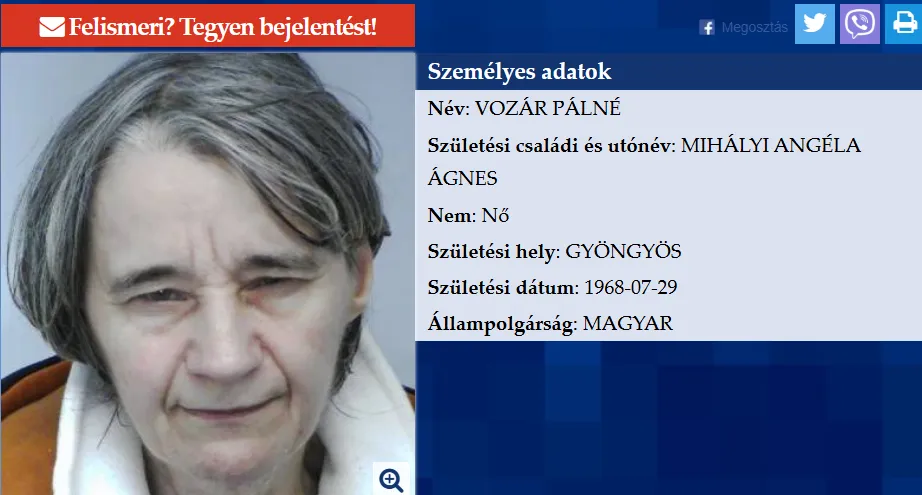 Körözés van érvényben a gyöngyösi nő ellen