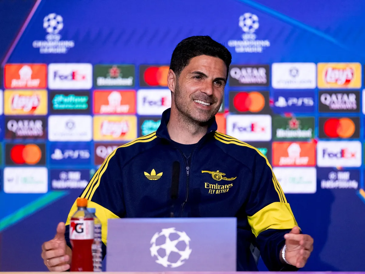 Head coach of Arsenal, Mikel Arteta, attends a pre-match press conference for the UEFA Champions League 2025/26 semifinal first leg match between Atletico de Madrid and Arsenal at Riyadh Air Metropolitano Stadium in Madrid, Spain, on April 28. (Photo by Guillermo Martinez/NurPhoto) (Photo by Guillermo Martinez / NurPhoto via AFP)